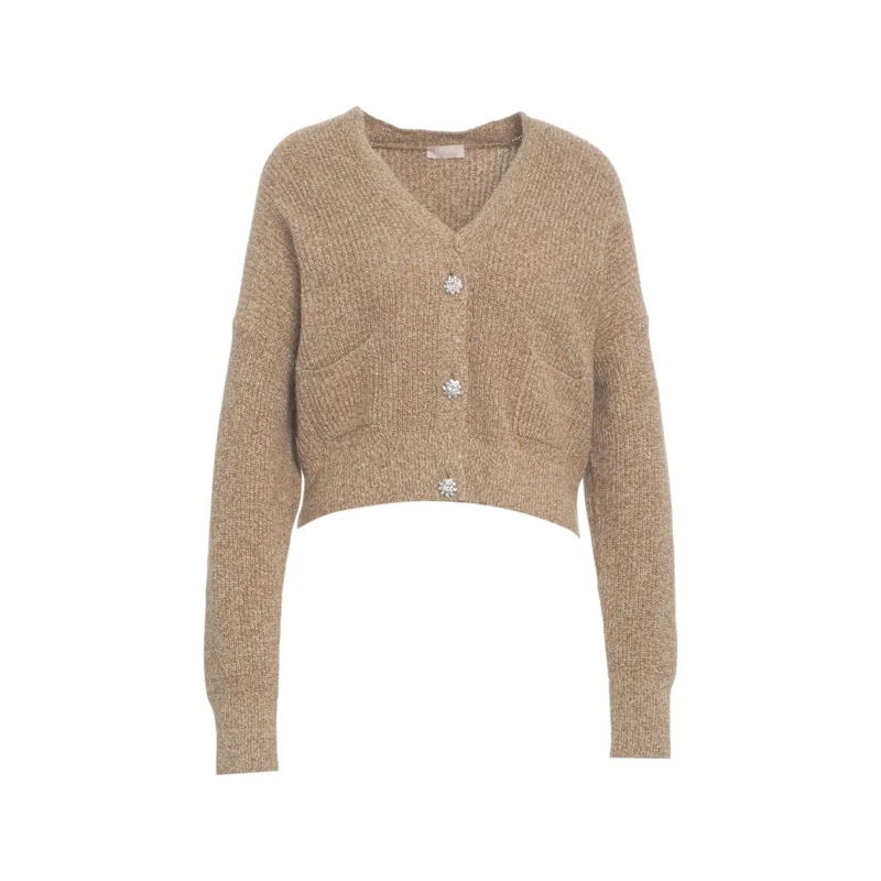 LIU JO Strickjacke Cropped Beige Cardigan With Decorative Buttons Pink