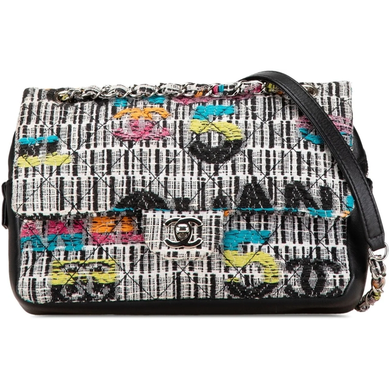 Chanel Sac à bandoulière Quilted Tweed Fantasy Easy Flap weiß