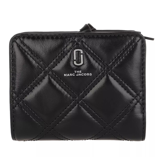 Marc Jacobs Mini Compact Wallet Quilted Diamond Leather Black Portefeuille à deux volets