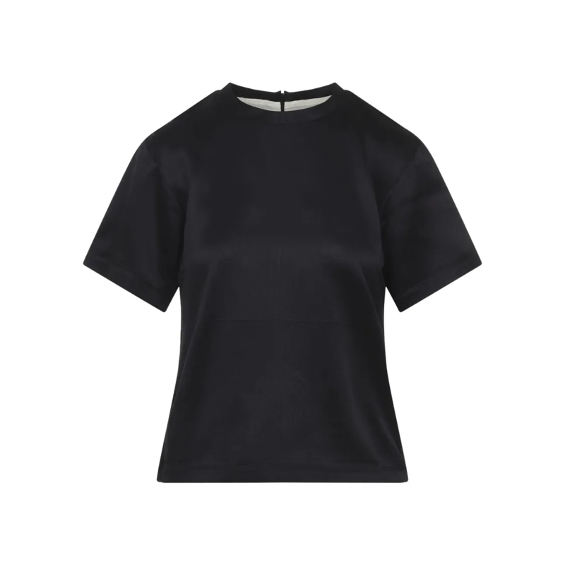 PHOEBE PHILO T-shirt Silk-Blend T-Shirt With Subtle Zipper Detail Black
