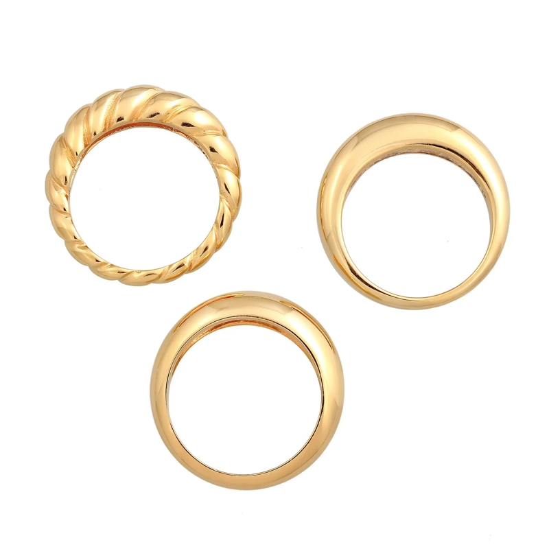 Elli Mehrfachring Ring Bandring Twisted Gedreht Set 925 Silber gold(Image 3)