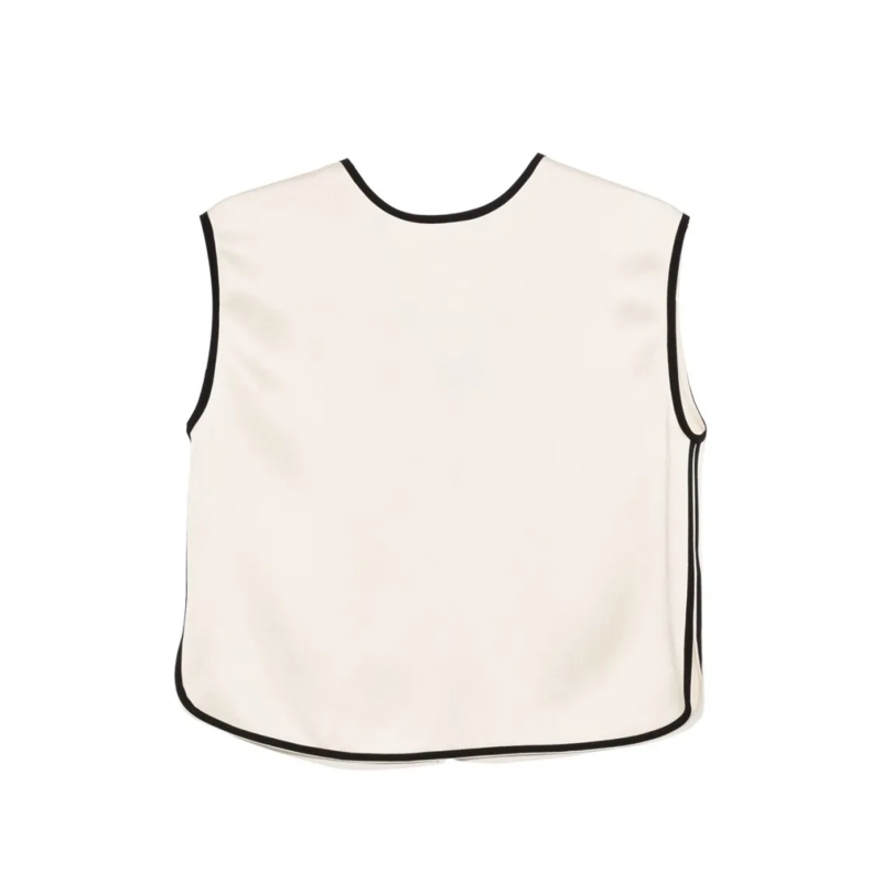 Forte Forte Blouse Boxy Cropped Sleeveless Top With Contrasting Pipin White