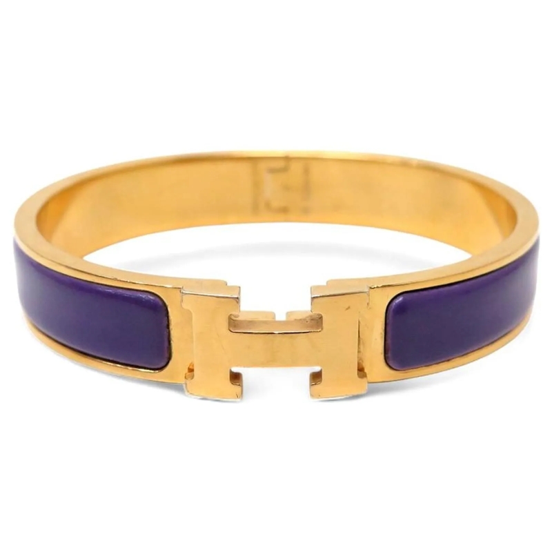 Hermès Armband HERMES CLIC H ARMBAND VIOLETT 17,5CM GELB-GOLD PLA lila