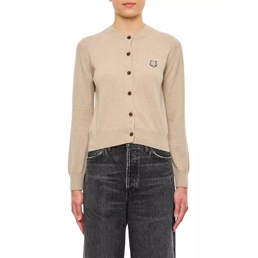 Maison Kitsune Bold Fox Head Patch Regular Cardigan Neutrals 