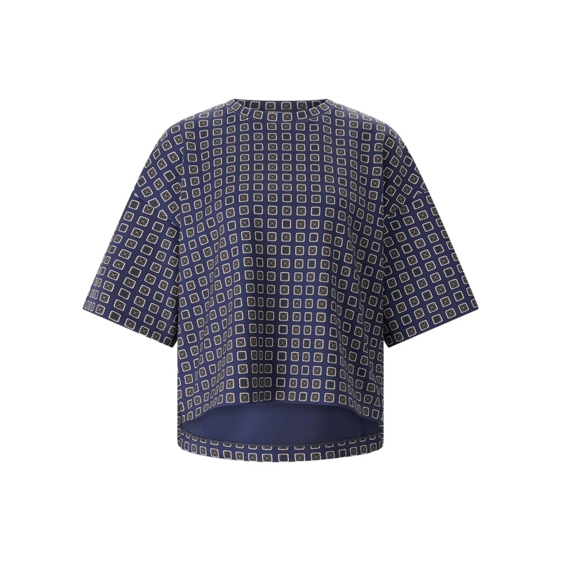 Max Mara 3/4-Arm-Shirt T-Shirt Notizia mit Muster blau