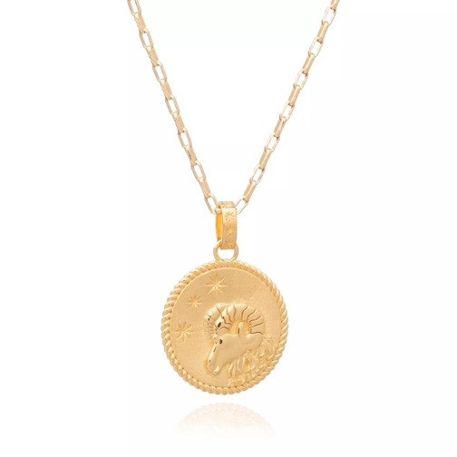 Rachel Jackson London Statement Aries Zodiac Art Coin Long Necklace  Yellow Gold Medium Halsketting