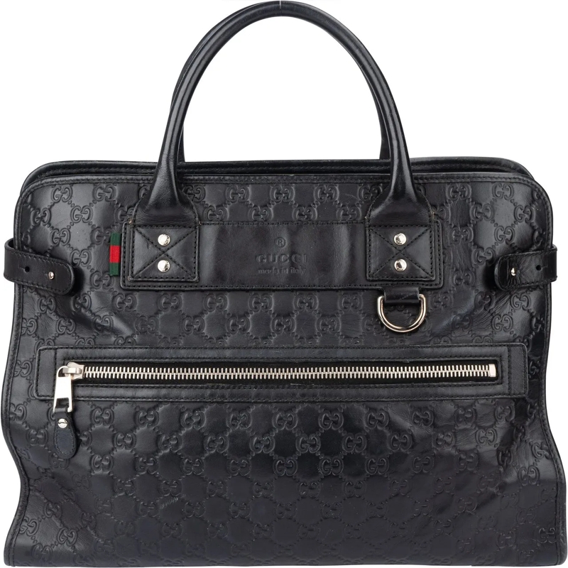 Gucci Sac à bandoulière Gucci GG Leather Monogram Business Handbag schwarz
