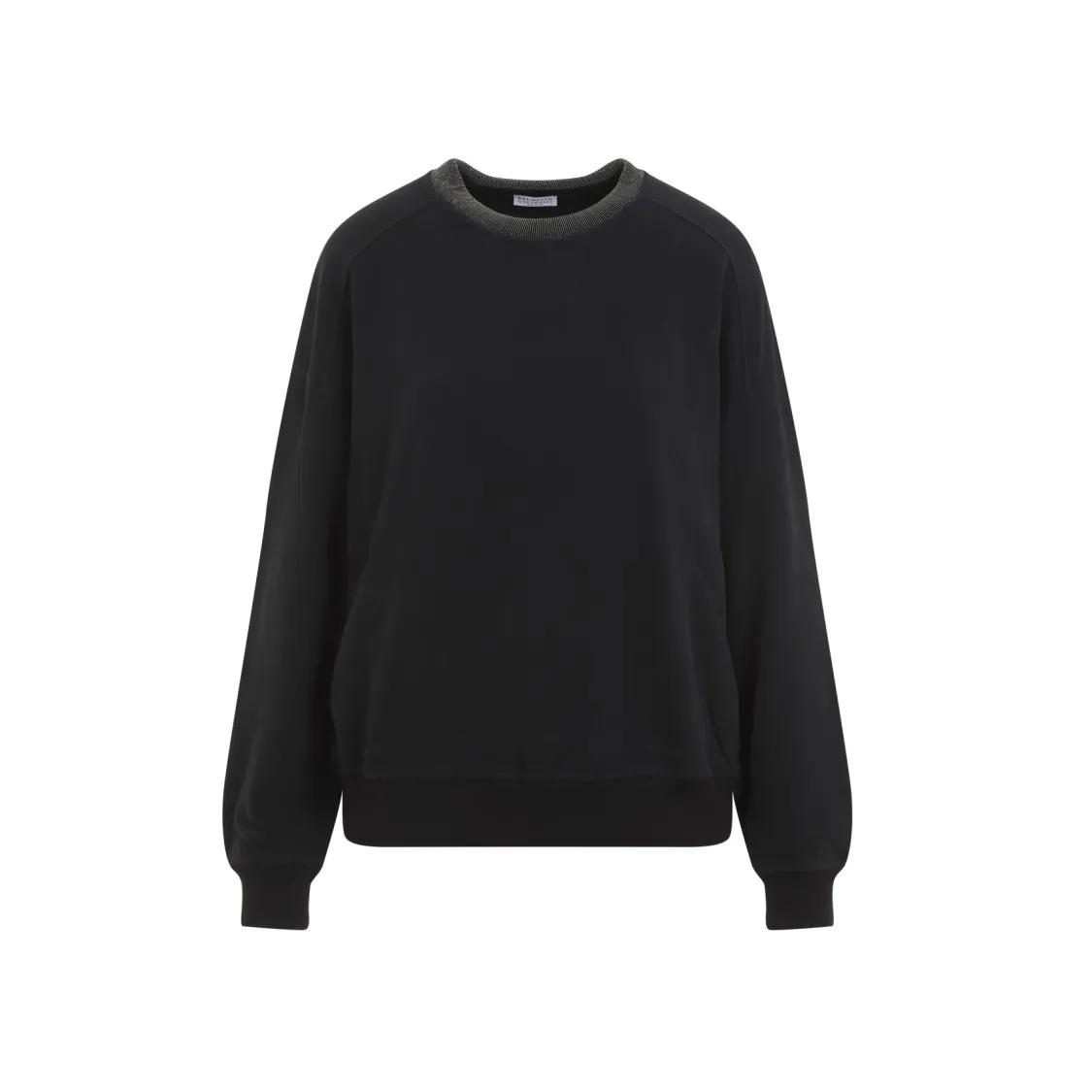 Brunello Cucinelli - Black Cotton Monile Sweatshirt - Größe S - schwarz