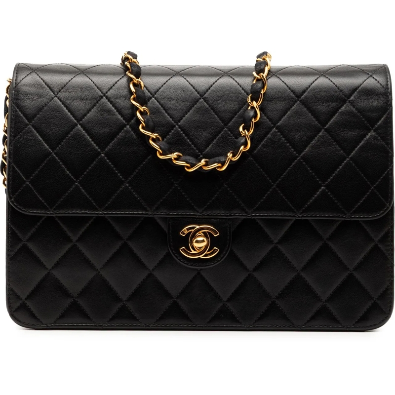 Chanel Schultertasche CC Quilted Lambskin Single Flap schwarz