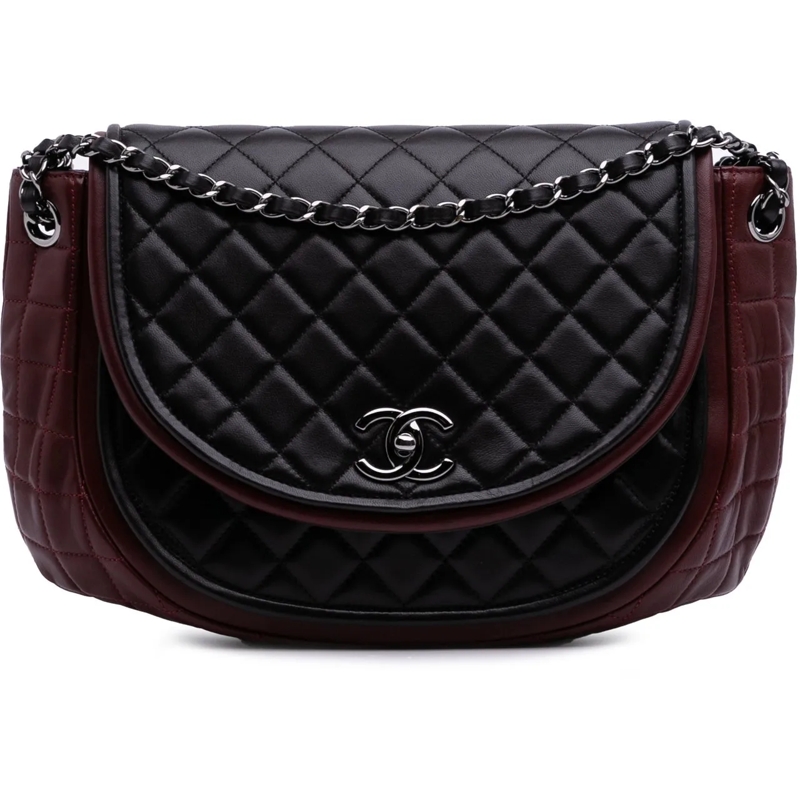 Chanel Sac à bandoulière Bicolor Quilted Lambskin Twist Crescent Flap rot