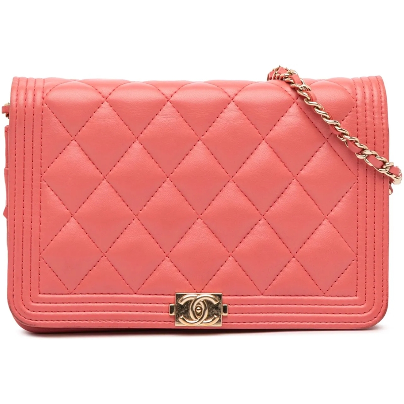 Chanel Sac à bandoulière Lambskin Boy Wallet On Chain rose