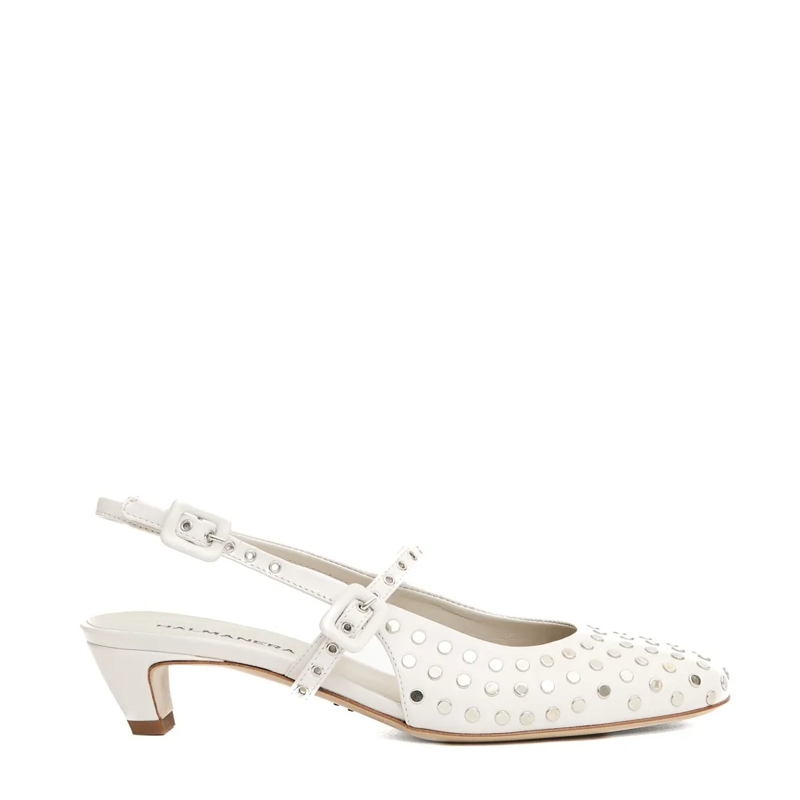 Halmanera Pumps White Leather Slingback With Studs White