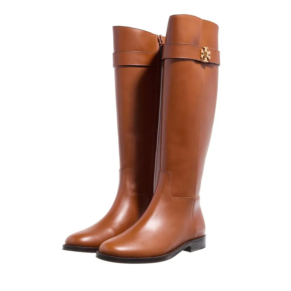 Tory Burch Boots & Stiefeletten - T Lock Riding Boot - Gr. 39,5 (EU) - in Cognacbraun - für Damen