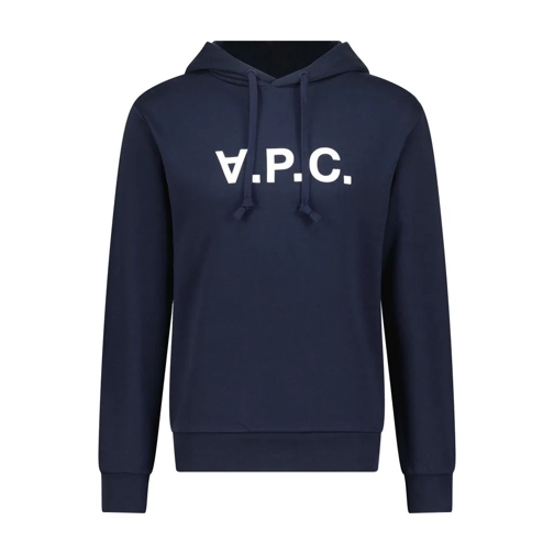 A.P.C. Hoodie mit Logo Aufdruck Navy Tröjor