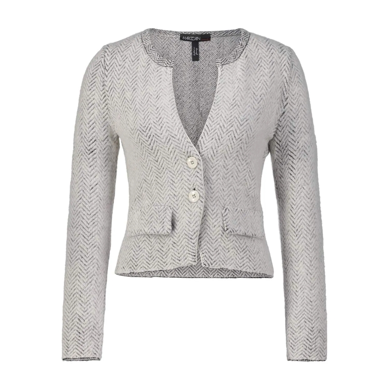 Marc Cain Übergangsjacke Glitzernde Strickjacke mit Alpaka-Wolle Grau