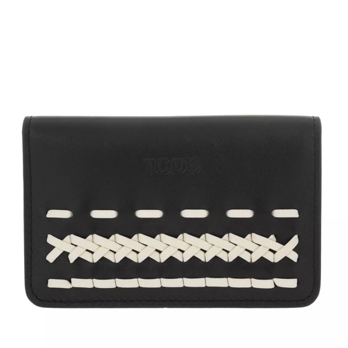 Tod's Cardholder Leather White/Black Flap Wallet