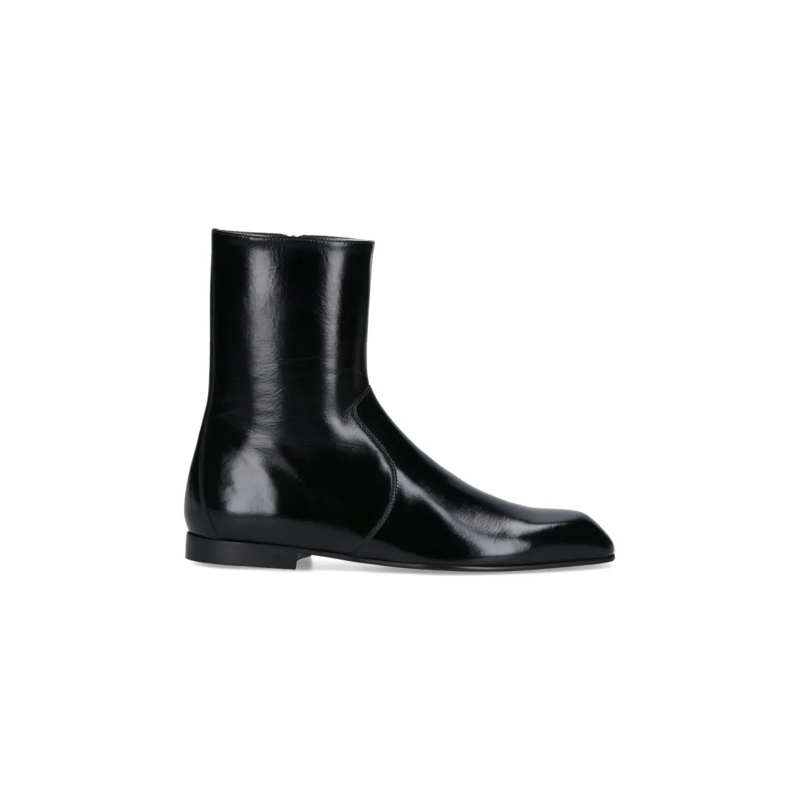 Khaite Bottes Sophisticated Black Calf Leather Ankle Boot With G Black