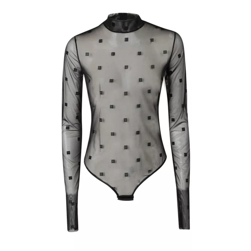 Givenchy Semi-Sheer Polka-Dot Bodysuit Black Bodys