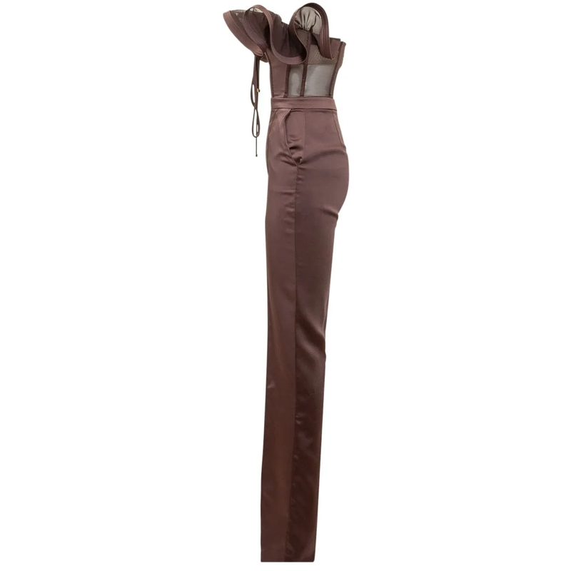 Elisabetta Franchi Jumpsuit Tuta con Spalle Drappeggiate braun(Image 3)