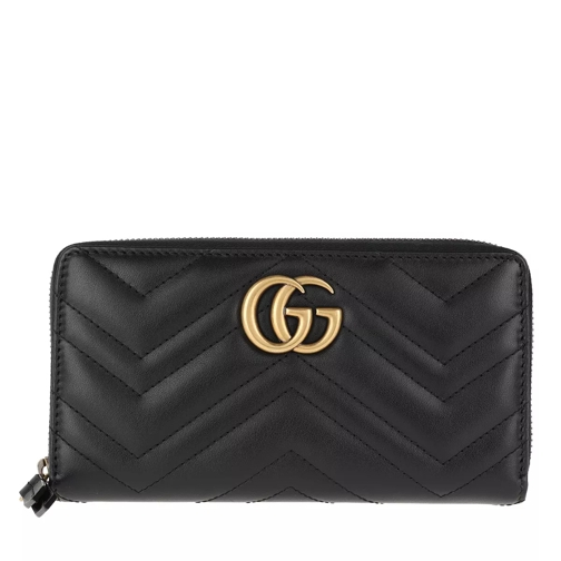 Gucci GG Marmont Zip Around Wallet Leather Nero Continental Wallet-plånbok