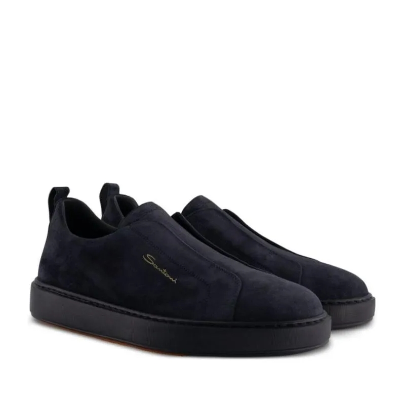 Santoni Low-Top-Sneaker Round Toe Sneaker With Logo Blue(Image 2)