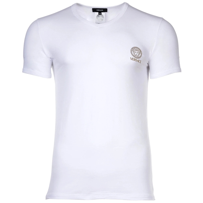 Versace Hemd T-SHIRT SHORT SLEEVES V NECK JERSEY TOPEKA BI-STRE weiss