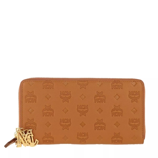 MCM Klara Leather Zip Around Wallet Large Cognac Portafoglio con cerniera