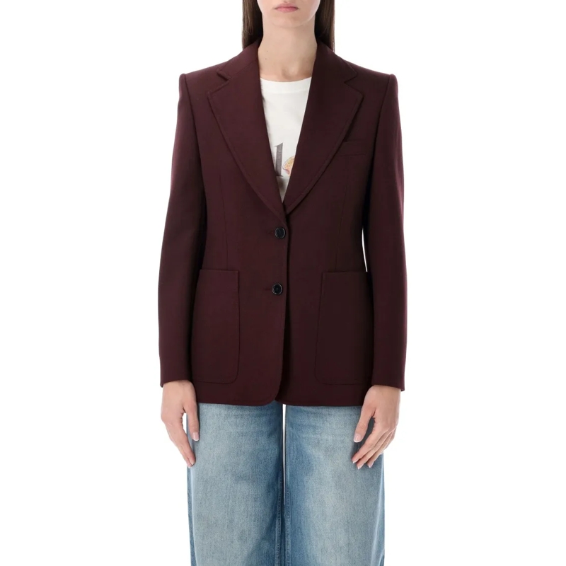 Chloé Blazer Single-Breasted Wool Blazer Purple