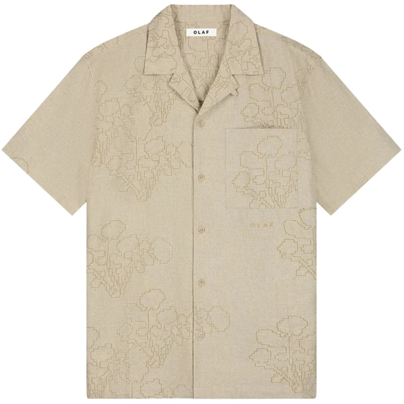 ØLÅF Legeres Oberteil Olaf Embroidered Flower Ss Shirts Korte Mouw Overh beige