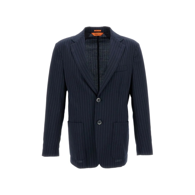 Barena Blazer Pinstripe Blue Single-Breasted Wool Blend Jacket Blue