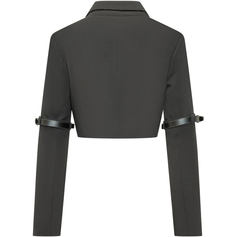Coperni Blazer Giacca Ibrida Corta con Cinturini alle Maniche dunkelgrau(Image 2)