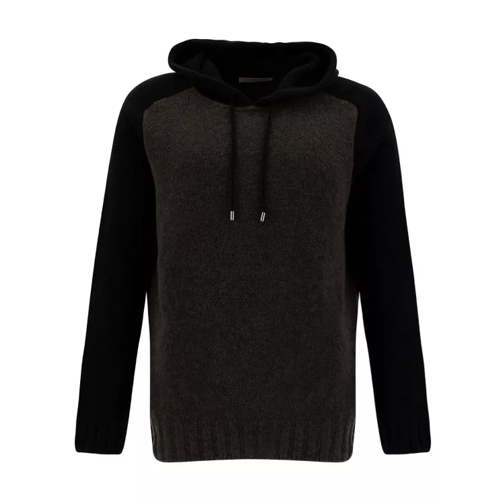 La Fileria Black And Grey Hooded Bi-Color Sweater In Wool Ble Black 
