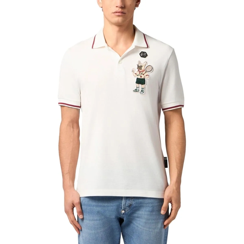 Philipp Plein T-Shirt Polo T-Shirt New York Tennis Patch weiss(Image 3)