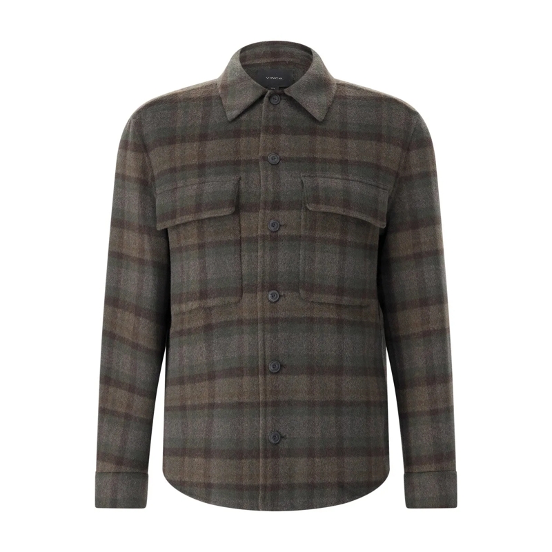 Vince Veste de transition Overshirt aus Woll-Mix grau