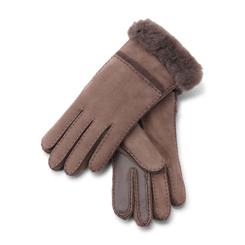 UGG  Handschuhe mit Lammfell Dunkelbraun