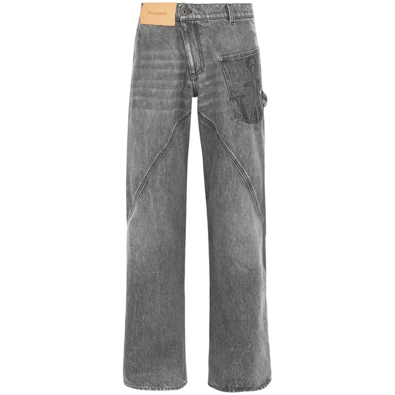 J.W.Anderson Jeans High-Rise Straight Leg Jeans With Twisted Seams Grey