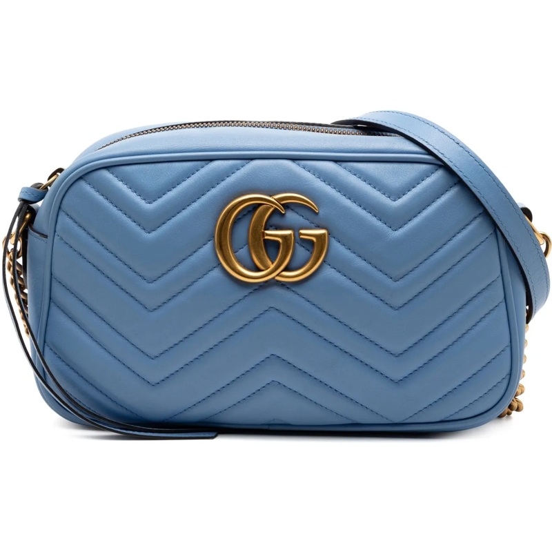 Gucci Schultertasche Small GG Marmont Matelasse Leather Crossbody blau