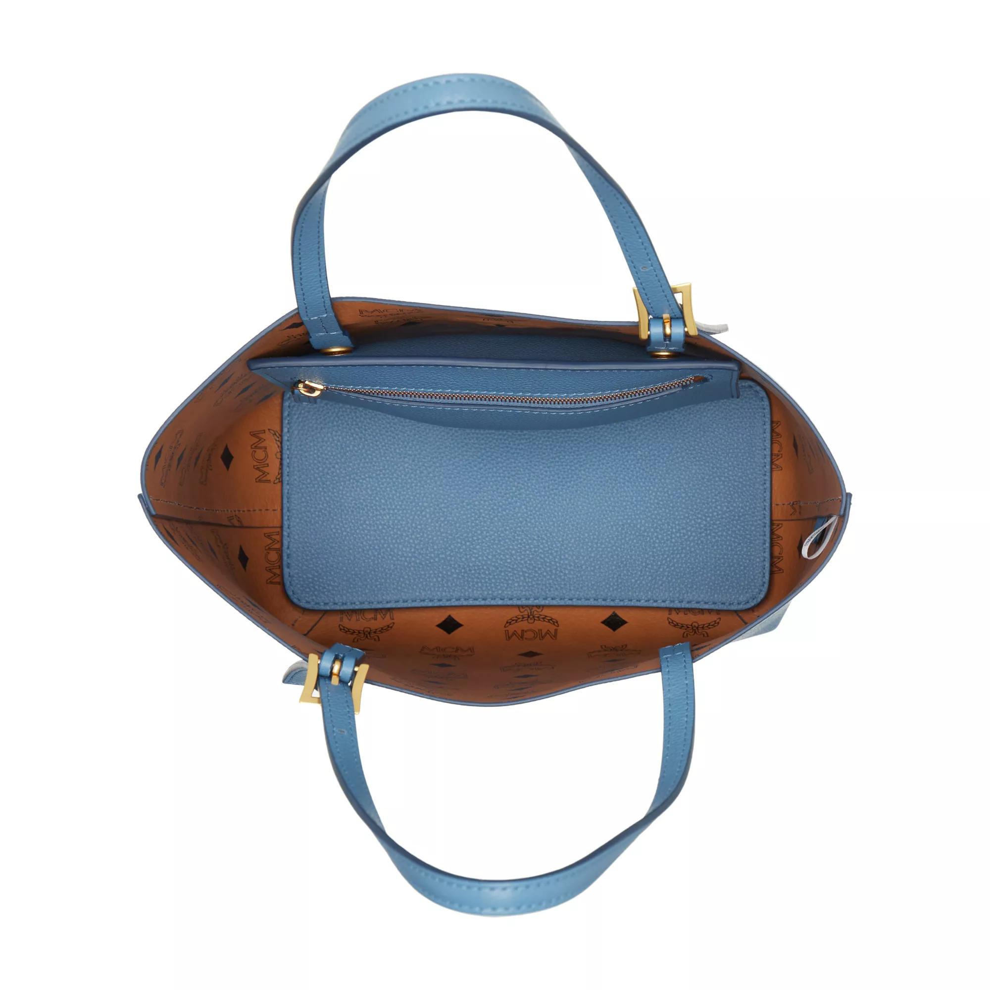 MCM Shoppers Himmel Leather Doppel Shopper Mini E4 in blauw