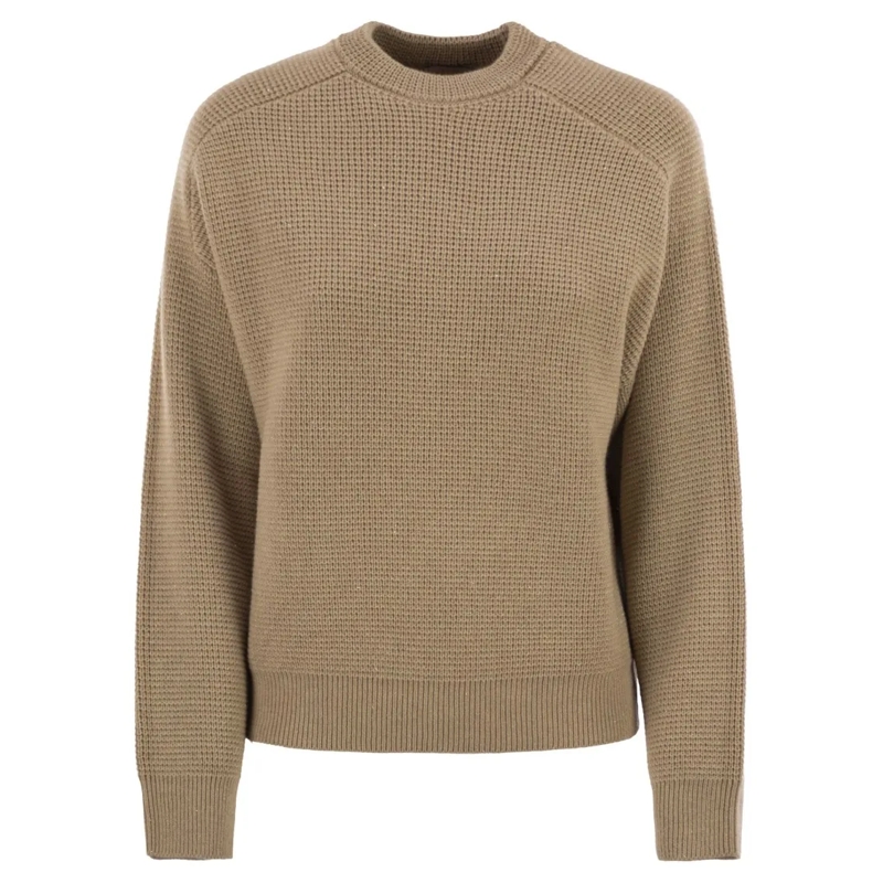 Peserico Trui Crew Neck Jumper In Virgin Wool, Silk Brown