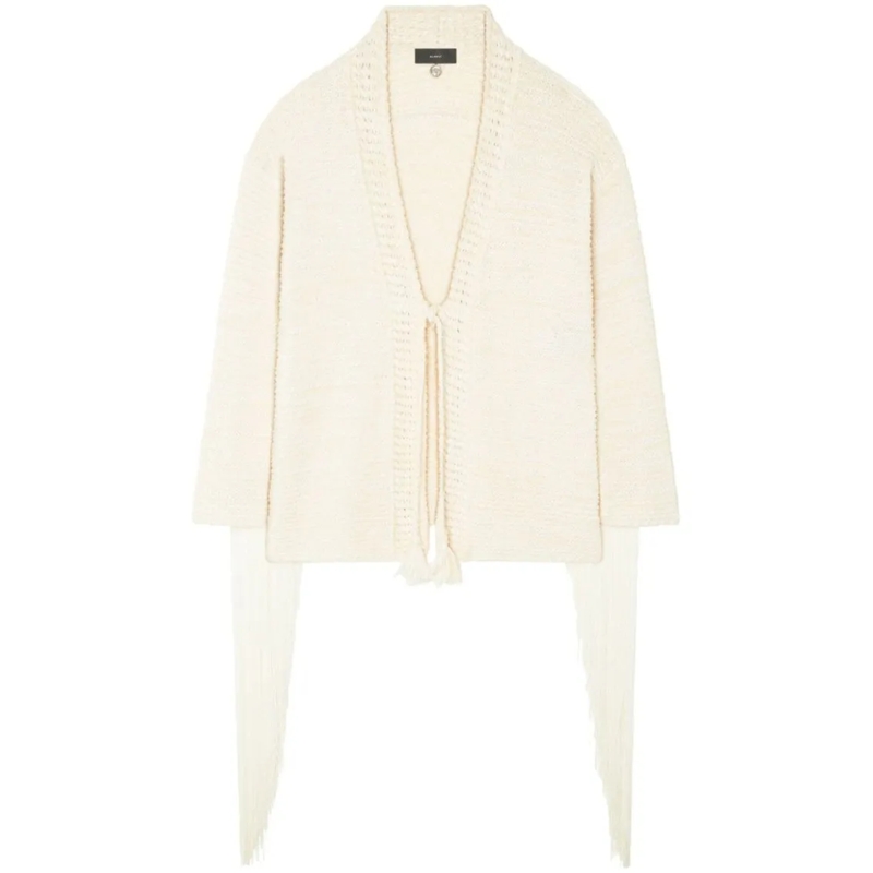 Alanui Vest Chalk Textured Knit Cardigan Neutrals