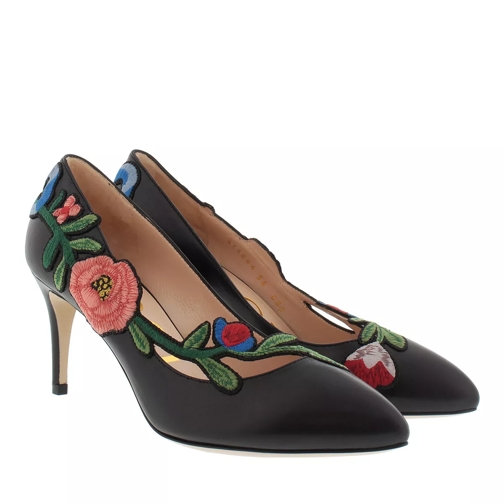 Gucci Pumps Leather With Floral Embroidery Black Pump
