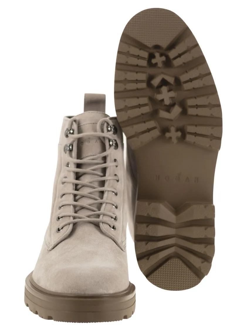 Thumbnail - Hogan Stiefel - H673 Suede Boots - Gr. 8_5 - in Beige - für Damen