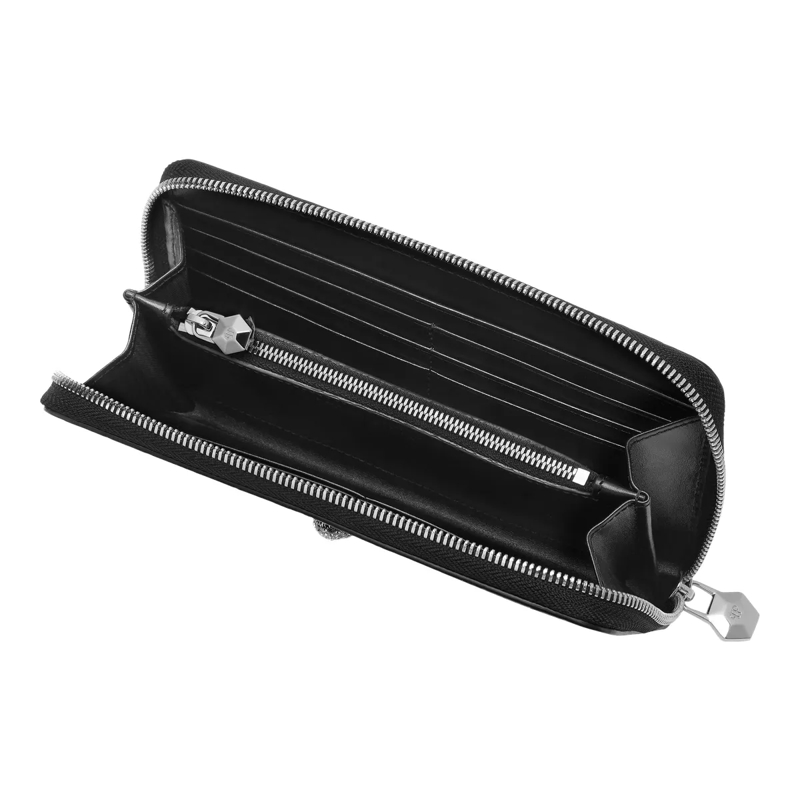 Philipp Plein Geldbörse Mid-Zip Brieftasche Cocco Crocco Print schwarz(Image 4)