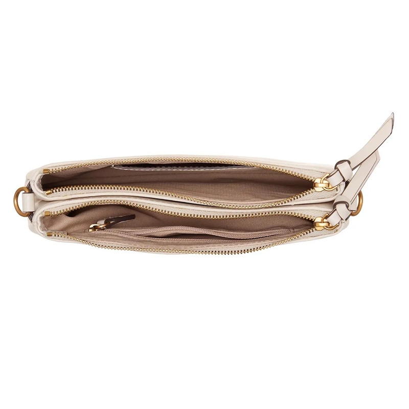 Pinko Crossbody Bag Double Mini Bianco Seta-Antique Gold(Image 7)