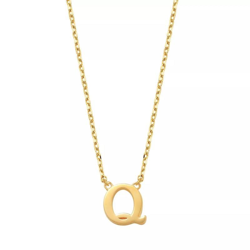 Isabel Bernard Collier court Le Marais Chloé 14 Karat Initial Necklace Letter Q Gold