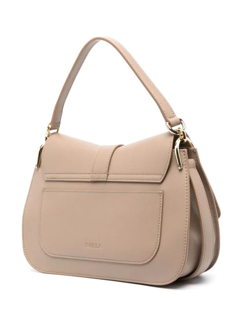 Furla Hobo bags Structured Flap Shoulder Bag in beige