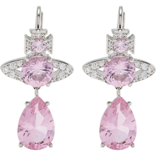 Vivienne Westwood  Ismene Drop Earrings Platinum / Pink, White Cz weiß