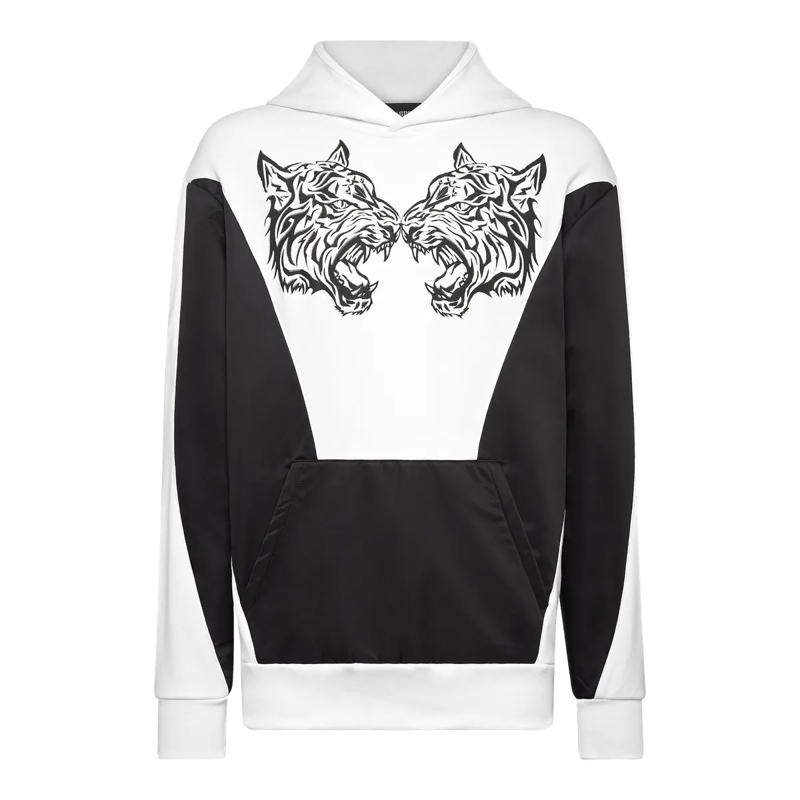 Plein Sport Top Hoodie Tiger weiss