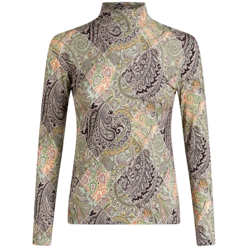 Etro Multicolored Patchwork-Print Top Multicolor Långärmade toppar