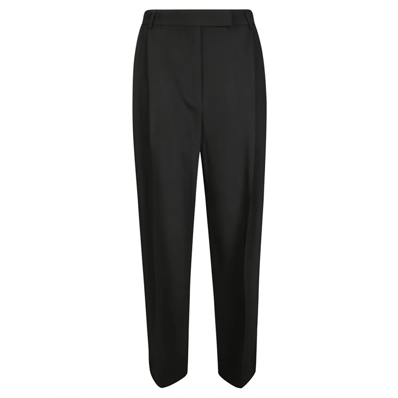 Róhe  Comfortable Fit Black Trousers With Pleats Black